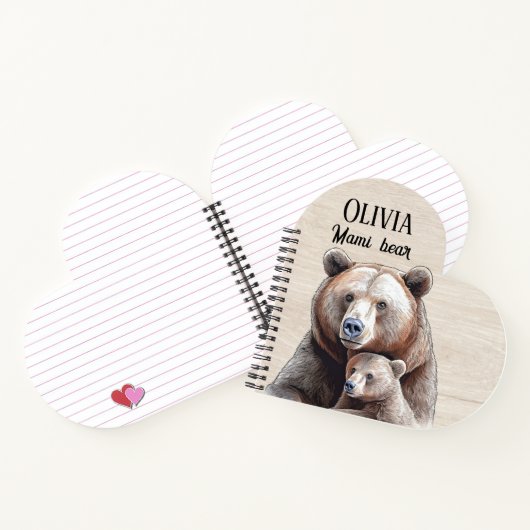 Mama Bear Heart-Shaped Personalized Notebook Notitieboek (Binnen)