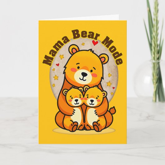 Mama Bear Mode – Cute Mother Bear Illustration Kaart (Voorkant)