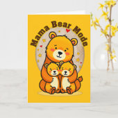 Mama Bear Mode – Cute Mother Bear Illustration Kaart (Gele Bloem)