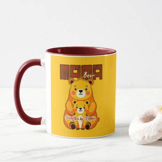Mama Bear Protective Love – Cute Mother Bear Desig Mok (Met donut)