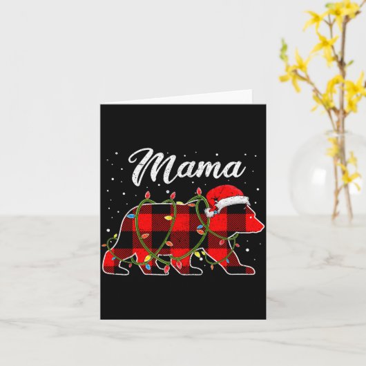 Mama Bear Shirt, Red Buffalo Plaid Mom Bear Pajama Kaart (Gele Bloem)
