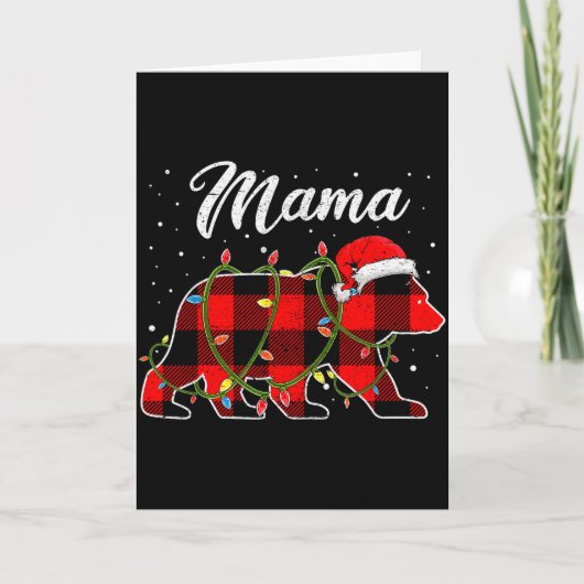 Mama Bear Shirt, Red Buffalo Plaid Mom Bear Pajama Kaart (Voorkant)