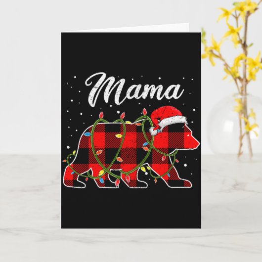 Mama Bear Shirt, Red Buffalo Plaid Mom Bear Pajama Kaart (Gele Bloem)