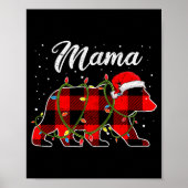 Mama Bear Shirt, Red Buffalo Plaid Mom Bear Pajama Poster (Voorkant)