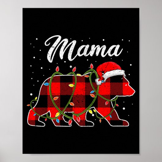 Mama Bear Shirt, Red Buffalo Plaid Mom Bear Pajama Poster (Voorkant)