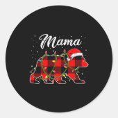 Mama Bear Shirt, Red Buffalo Plaid Mom Bear Pajama Ronde Sticker (Voorkant)
