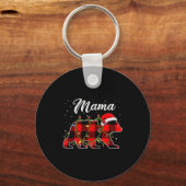 Mama Bear Shirt, Red Buffalo Plaid Mom Bear Pajama Sleutelhanger (Voorkant)