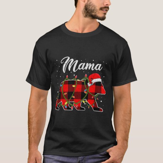 Mama Bear Shirt, Red Buffalo Plaid Mom Bear Pajama T-shirt (Voorkant)