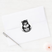 Mama Bear with Two Cubs Heart Line Art Design Ronde Sticker (Envelop)