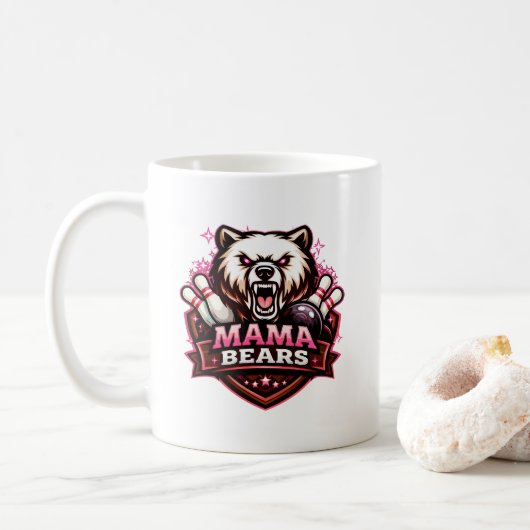 Mama Bears Dames Bowling Team Logo Koffiemok (Met donut)