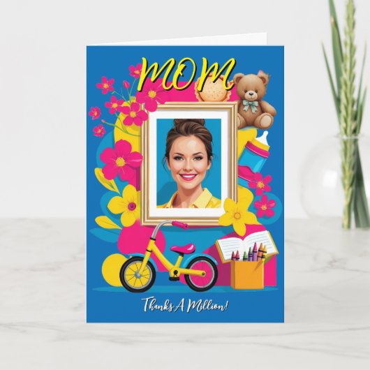 "Mama, Bedankt miljoen!" Moederdagkaart (Voorkant)