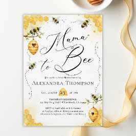 Mama Bee Summer Watercolor Elegant Baby Shower Kaart