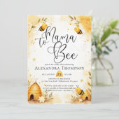Mama Bee Zomer Bijenkorf Hommel Script Baby Shower Kaart (Staand voorkant)