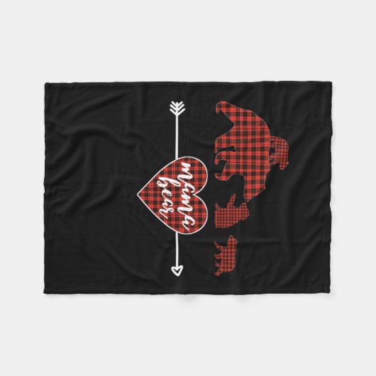 Mama Beer 3 Cubs red plaid kerstmoeder Fleece Deken (Voorkant (Horizontaal))