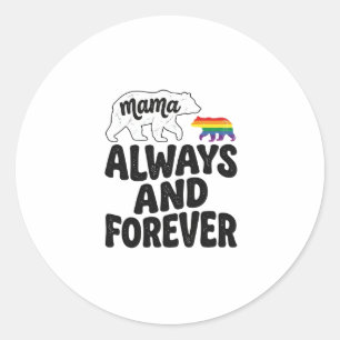 Mama Beer Altijd En Voor Altijd Vintage Regenboog  Ronde Sticker