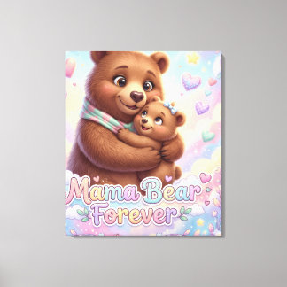 Mama Beer Altijd Zachtkleurige Regenboog Kinderkam Canvas Afdruk