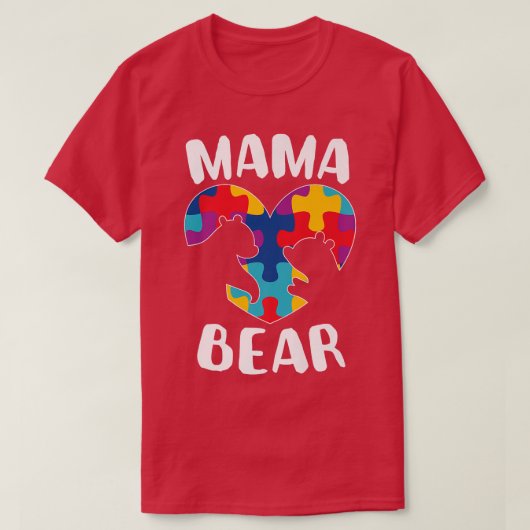 Mama Beer Autism Awareness Puzzle Piece Support Au T-shirt (Design voorkant)