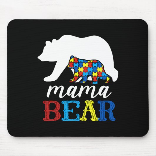 Mama Beer Autisme Bewustzijn Puzzel Moeder Cadeau Muismat (Voorkant)