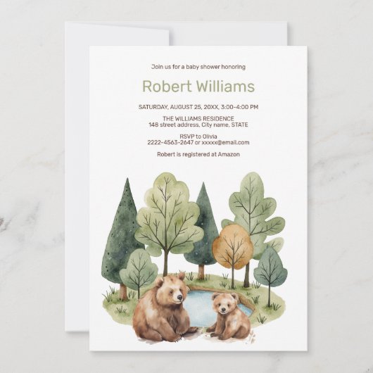 Mama beer avontuur wacht op baby shower uitnodigin kaart (Voorkant)