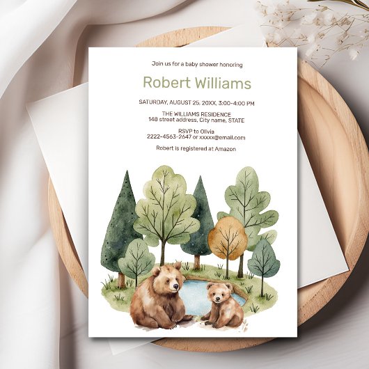 Mama beer avontuur wacht op baby shower uitnodigin kaart