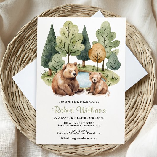 Mama beer avontuur wacht op baby shower uitnodigin kaart