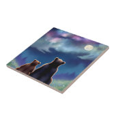 Mama Beer & Baby Cub Beren bij nacht Tegeltje (Zijkant)