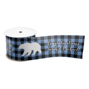 Mama Beer Baby shower Woodland Lodge Boy Blue Satijnen Lint