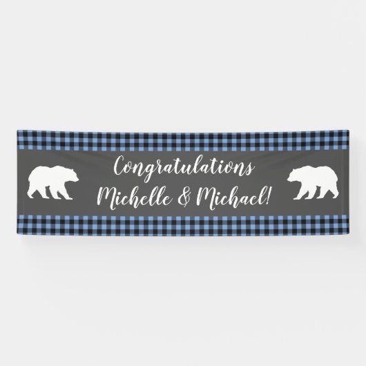 Mama Beer Baby shower Woodland Lodge Boy Blue Spandoek (Horizontaal)