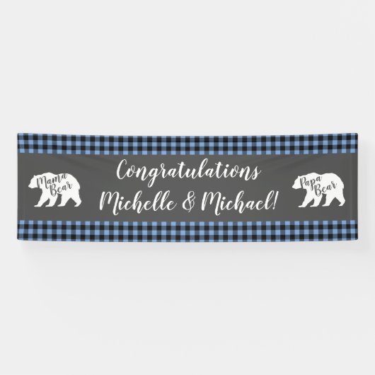 Mama Beer Baby shower Woodland Lodge Boy Blue Spandoek (Horizontaal)
