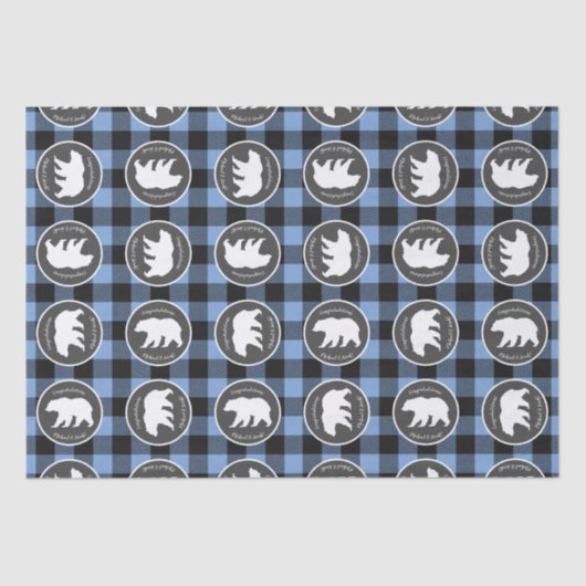 Mama Beer Baby shower Woodland Lodge Boy Blue Tissuepapier (Voorkant)