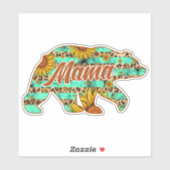 Mama Beer Blauwgroen zonnebloem Sticker (Vel)