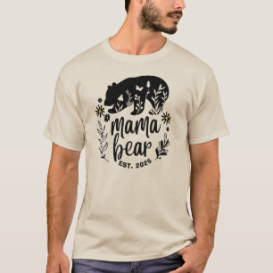 Mama Beer Bloemen Zwart-wit Typografie Gift T-shirt