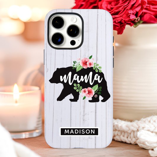 Mama Beer Bloemmotief Rustiek Hout Case-Mate iPhone Case