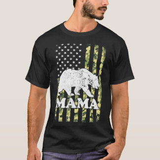 Mama Beer Camping Hiking Camouflage USA American F T-shirt