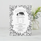 Mama + Beer Cub Black + White Foliage Baby shower Kaart (Staand voorkant)