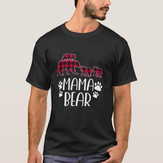 Mama Beer Drie Cubs Moeder 3 Kind Moederdag Lang S T-shirt (Voorkant)