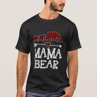 Mama Beer Drie Cubs Rood Plaid Mama Pyjama T-shirt