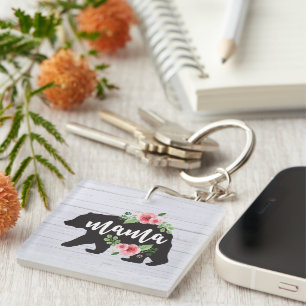 Mama Beer Elegant Rustic Floral Flowers mama Sleutelhanger