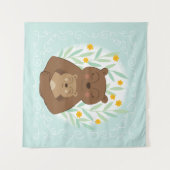 Mama Beer en Baby Beer op Aqua Blue Wandkleed (Voorkant (horizontaal))