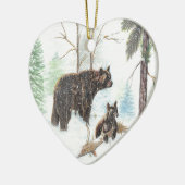 Mama Beer en Baby Keramisch Ornament (Links)