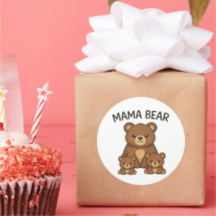 Mama Beer en Beerwelpen Schattige Familie Cartoon Ronde Sticker