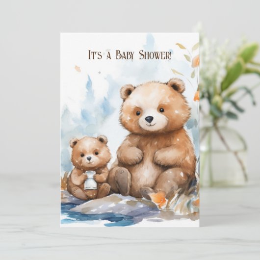 Mama Beer en Cub Baby shower Kaart (Staand voorkant)