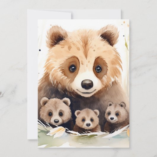Mama Beer en Cubs Triplet Baby shower Kaart (Voorkant)