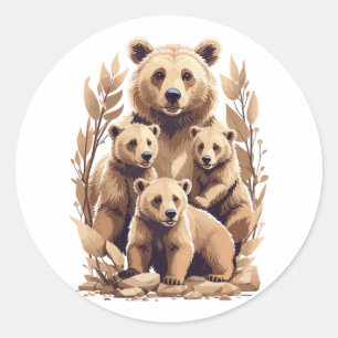 Mama Beer En Haar Cubs - Wild Love Ronde Sticker