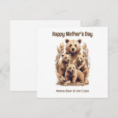 Mama Beer En Haar Welpen - Gelukkige Moederdag Feestdagenkaart (Voorkant / Achterkant)