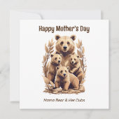 Mama Beer En Haar Welpen - Gelukkige Moederdag Feestdagenkaart (Voorkant)