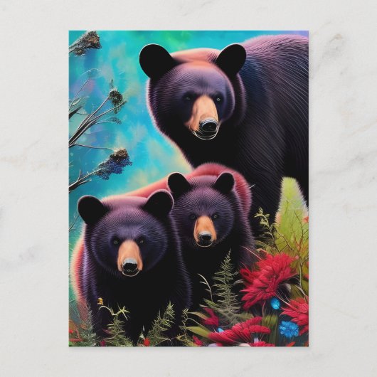 Mama Beer en welpen Briefkaart (Voorkant)