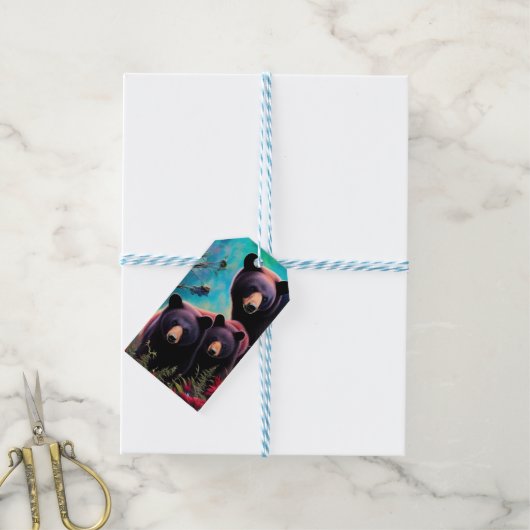 Mama Beer en welpen Cadeaulabel (Met Touw)