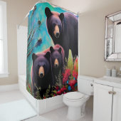 Mama Beer en welpen Douchegordijn (In situ)