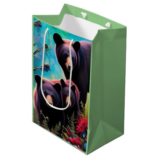 Mama Beer en welpen Medium Cadeauzakje (Voorkant Gekanteld)